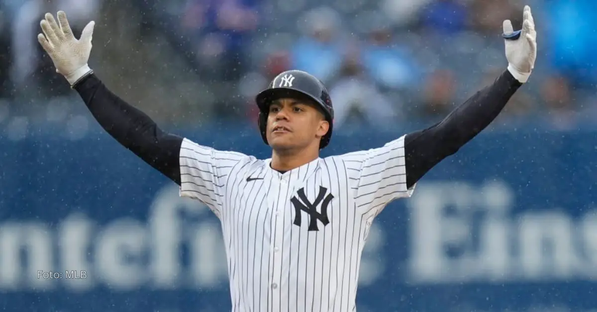 Juan Soto celebrando con New York Yankees